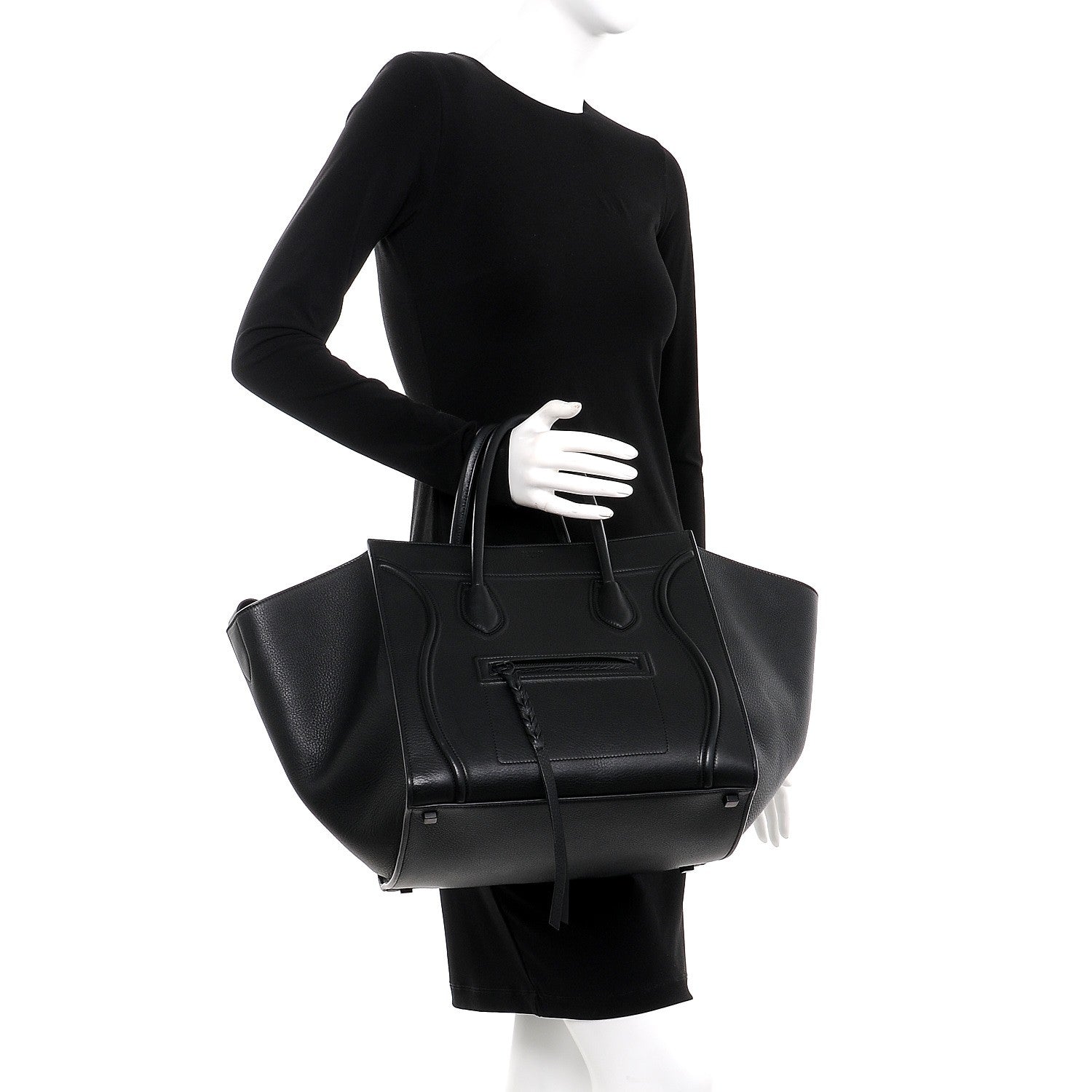 Celine Supple Calfskin Medium Phantom Luggage Black 2 of 8