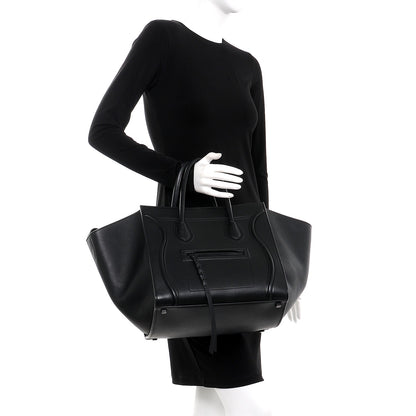 Celine Supple Calfskin Medium Phantom Luggage Black 2 of 8
