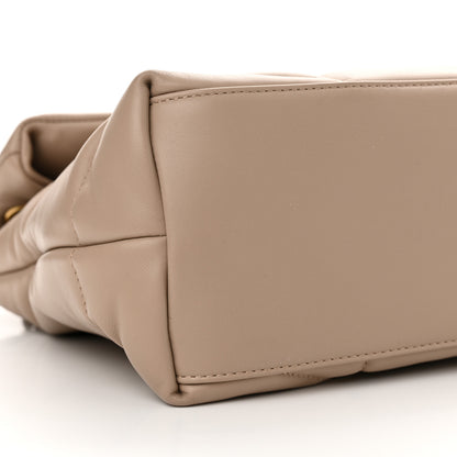 Saint Laurent Lambskin Quilted Medium Loulou Puffer Monogram Chain Satchel Dark Beige 9 of 10