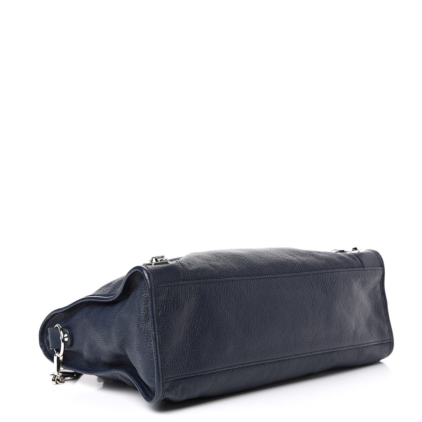 Chevre Silver Metallic Edge Hardware City Bleu Nuit Dark Sea