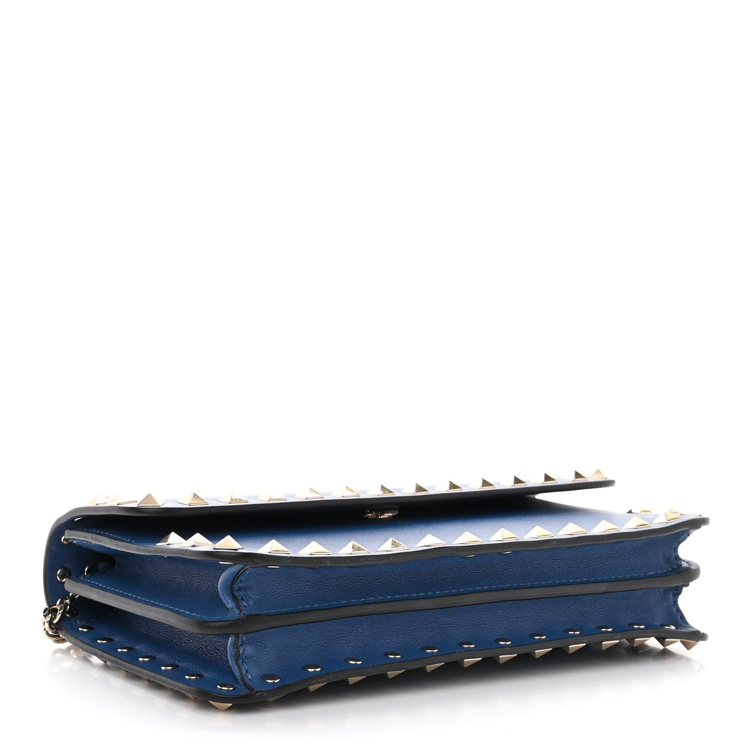 Valentino Garavani Calfskin Rockstud Flap Wallet on Chain Blue China 4 of 10