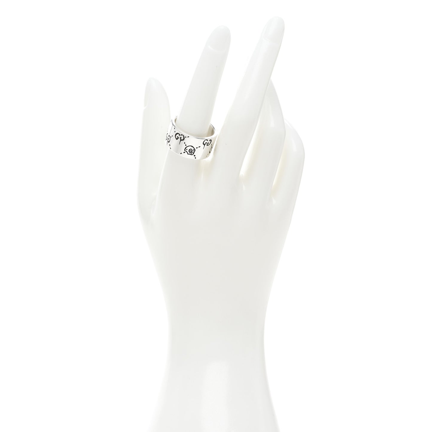 Sterling Silver GucciGhost Hamlet Skull Band Ring 58 8.5