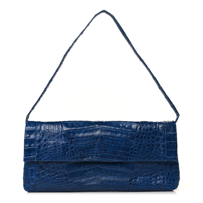 Nancy Gonzalez Crocodile Foldover Clutch Blue 1 of 10
