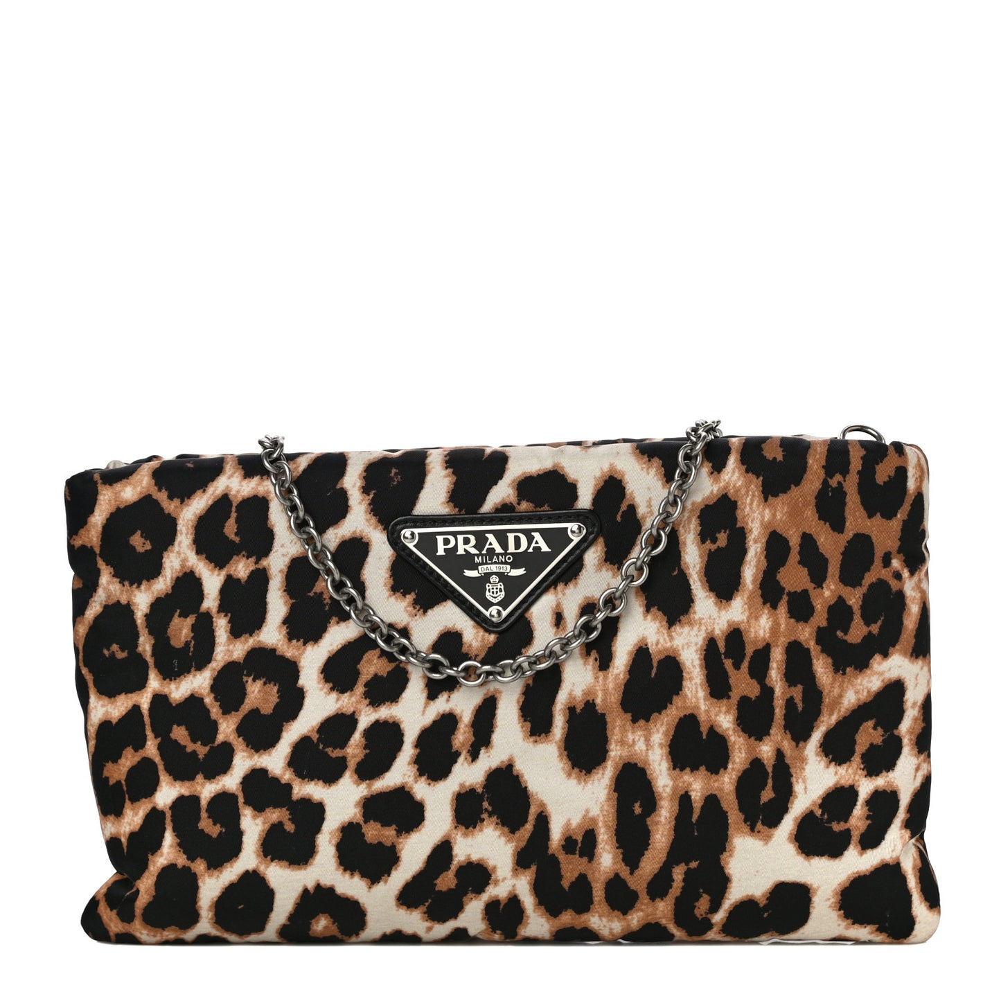 Tessuto Soft Nylon Leopard Print Crossbody Avorio