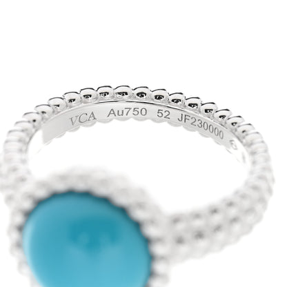 Van Cleef & Arpels 18K White Gold Turquoise Perlee Couleurs Ring 52 6 5 of 6