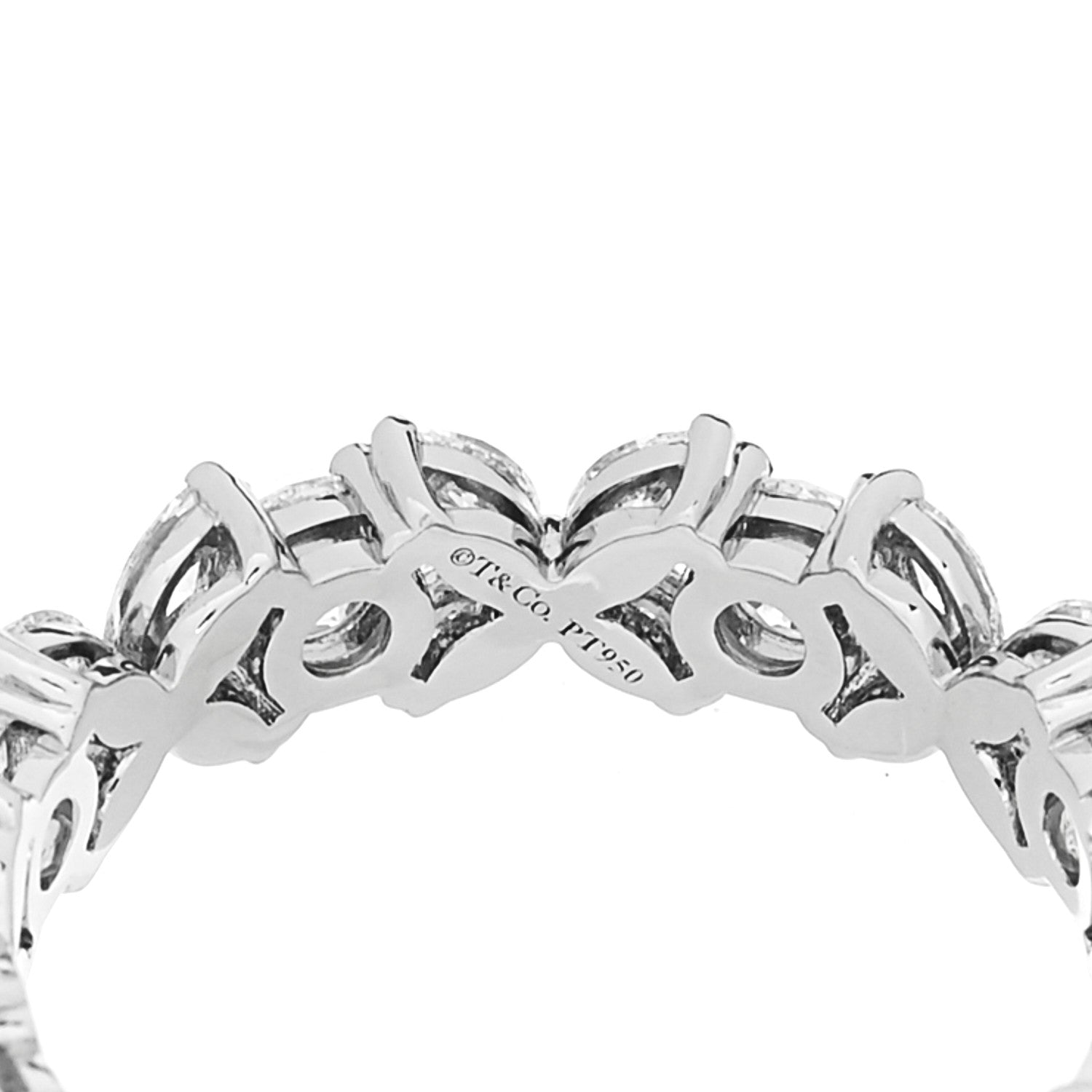 Tiffany Platinum Diamond Victoria Alternating Band Ring 52 6 4 of 5