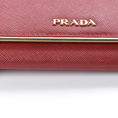 Prada Saffiano Metal Bar Chain Wallet Fuoco 12 of 12