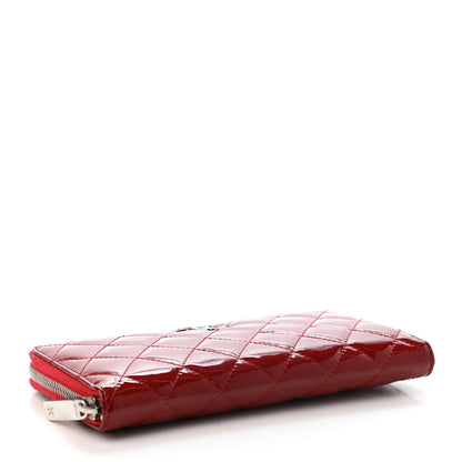 Chanel Patent Quilted Brilliant Zip Around Wallet Red 3 of 4