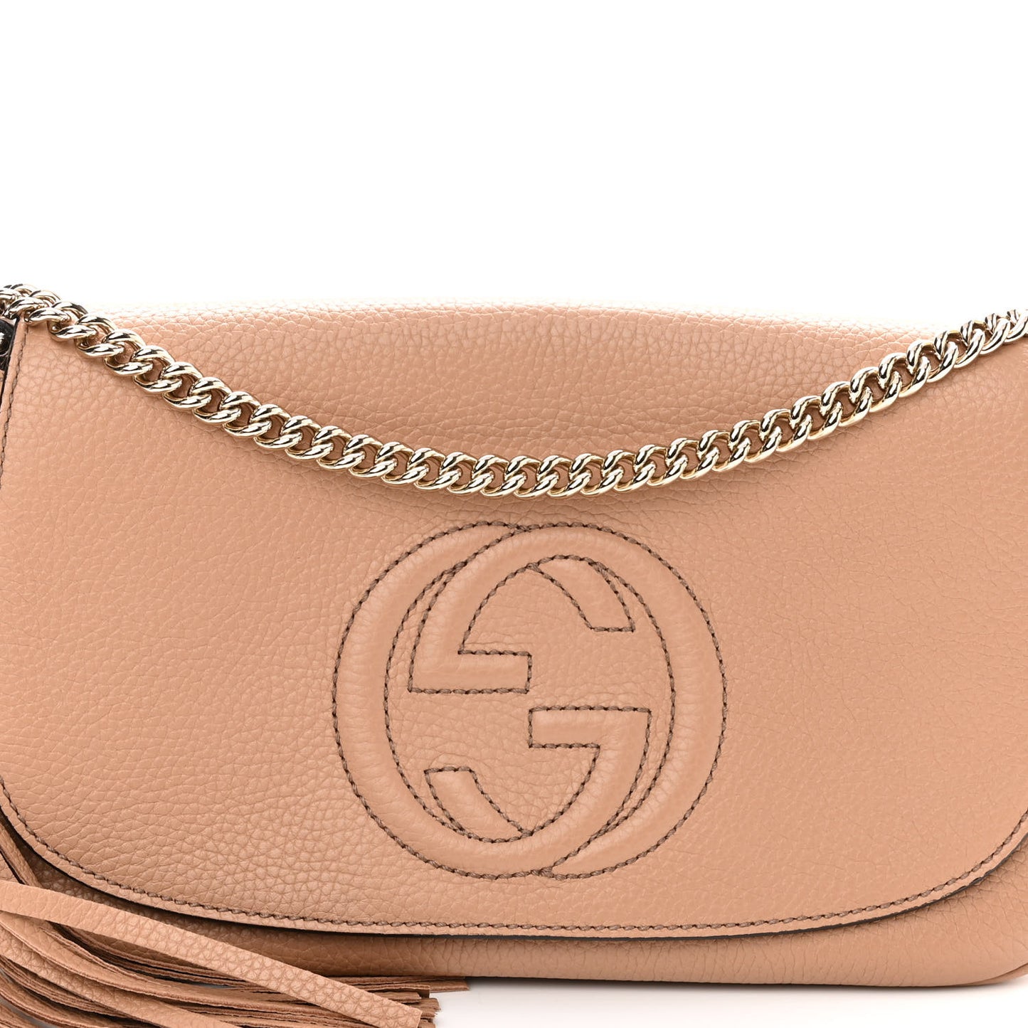 Pebbled Calfskin Medium Soho Flap Crossbody Camelia