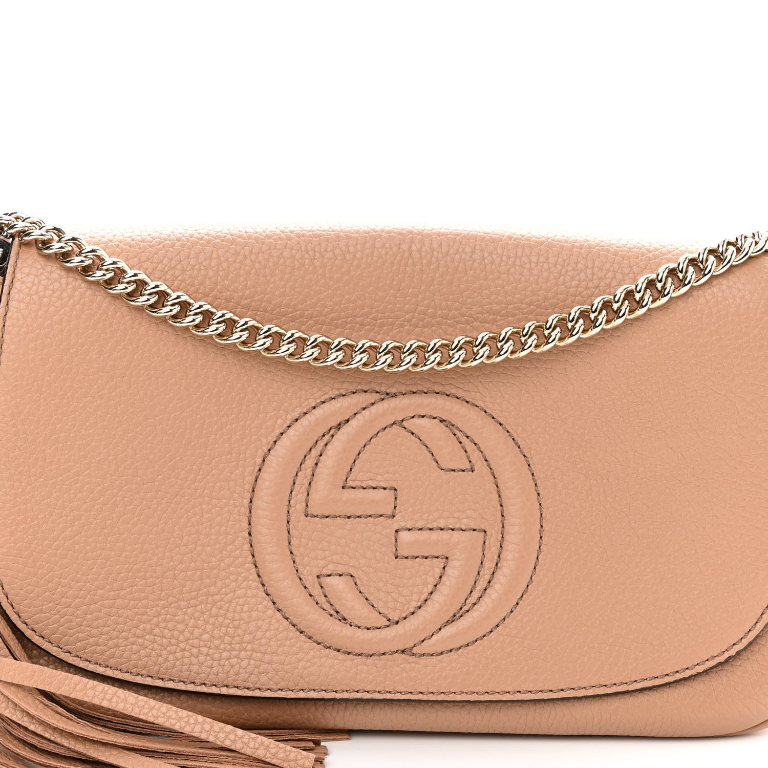 Gucci Pebbled Calfskin Medium Soho Flap Crossbody Camelia 8 of 11