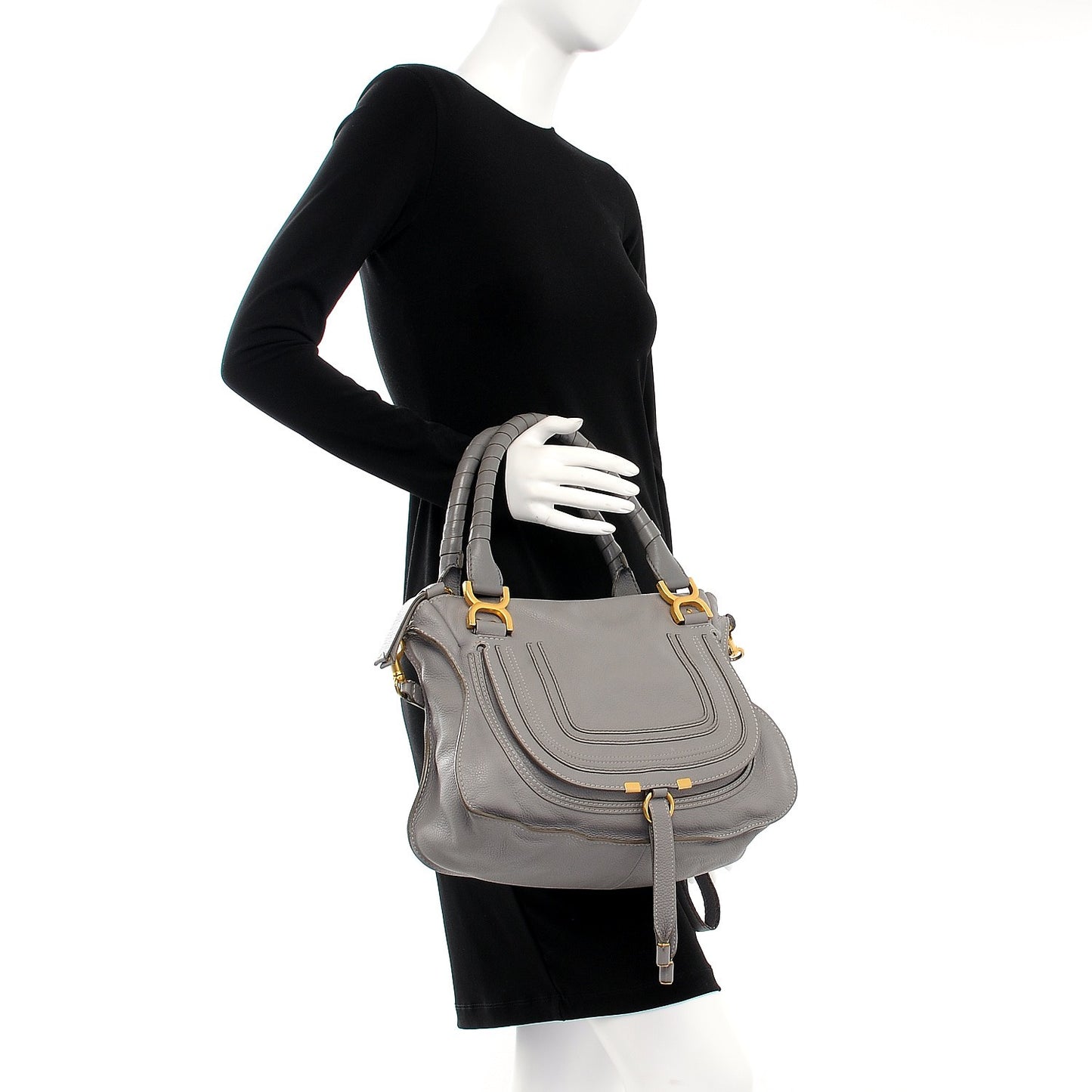 Calfskin Medium Marcie Satchel Cashmere Grey
