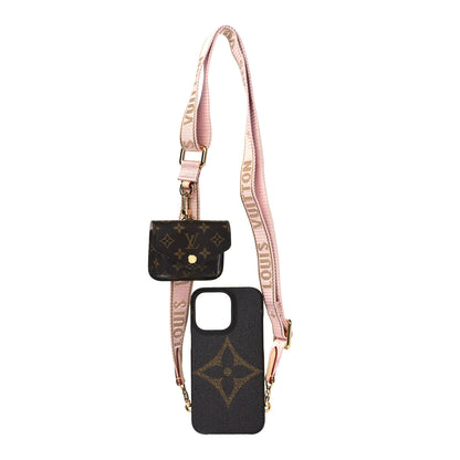 Louis Vuitton Monogram Bumper On Strap iPhone 13 Shoulder Strap Creme Pink 1 of 8