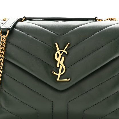 Saint Laurent Calfskin Y Quilted Monogram Small Loulou Chain Satchel Dark Mint 8 of 11
