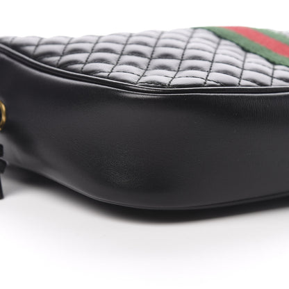 Gucci Calfskin Web Trapuntata Small GG Shoulder Bag Black 9 of 11
