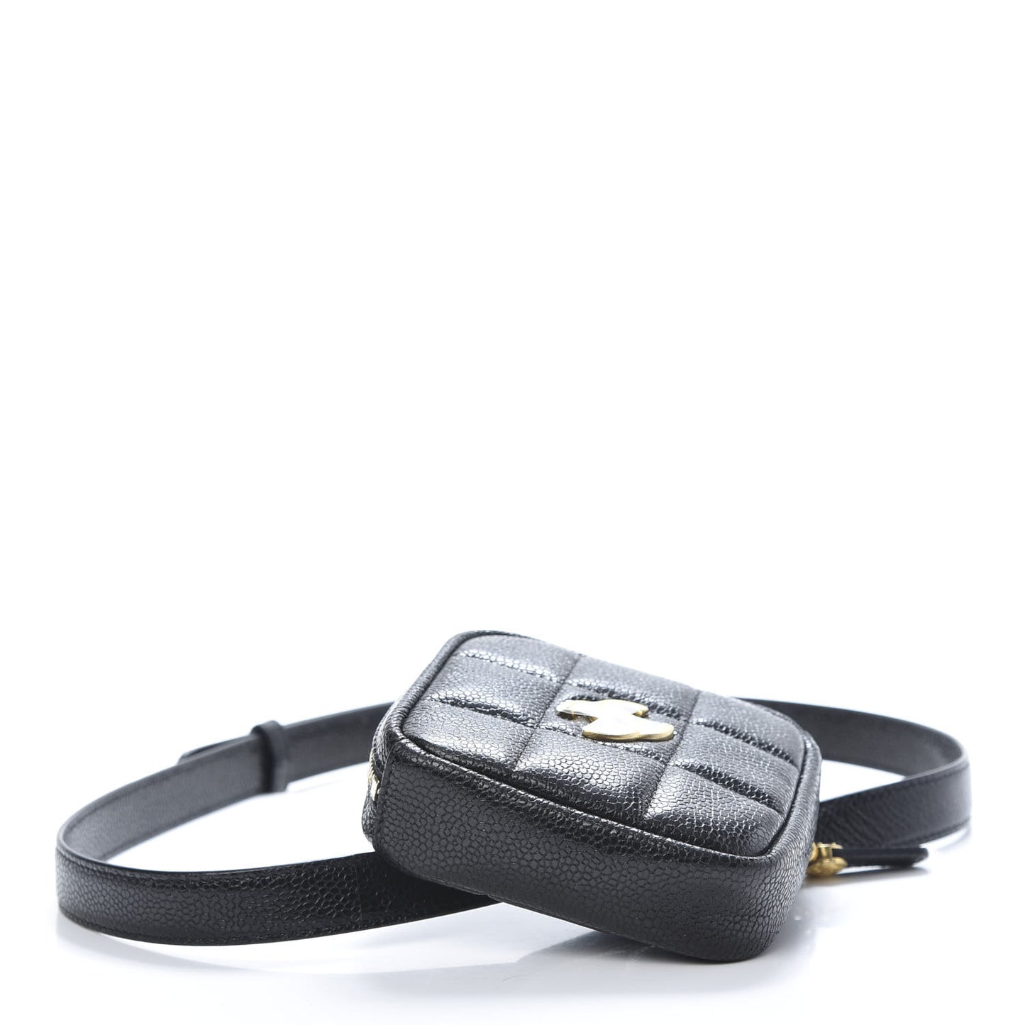 Caviar Quilted Coin Purse Belt Bag Black