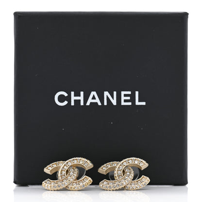 Chanel Crystal Timeless CC Earrings Light Gold 6 of 6