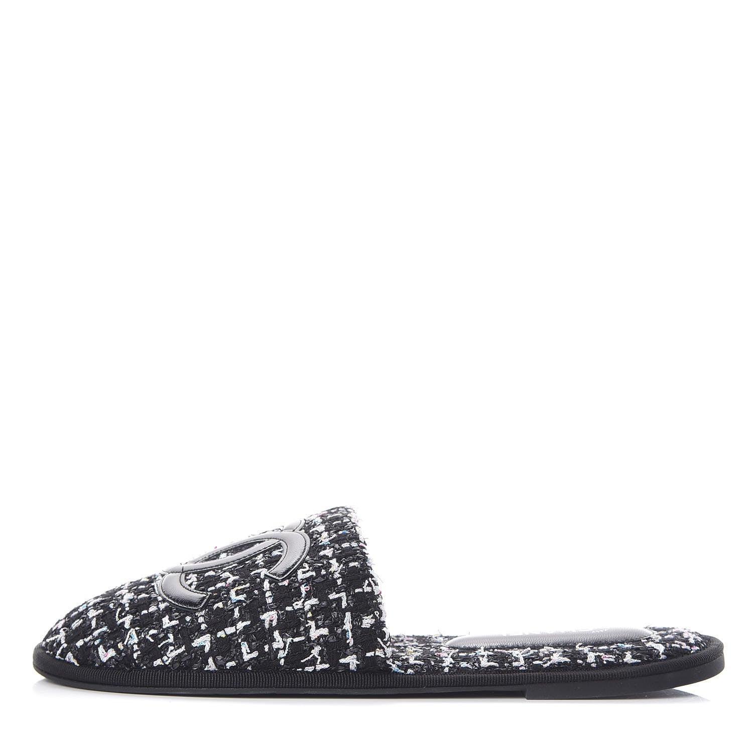 Chanel Tweed CC Flat Mules M Black 1 of 7