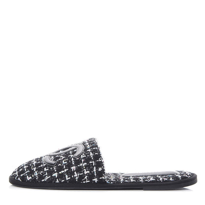 Chanel Tweed CC Flat Mules M Black 1 of 7