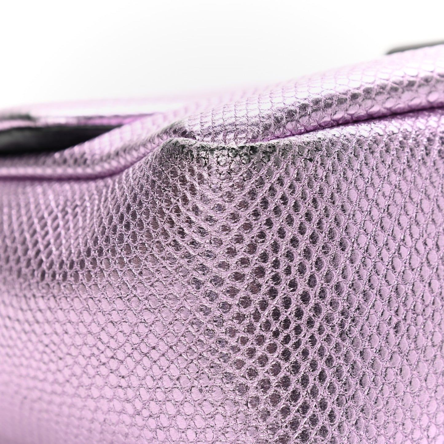 Lizard Calfskin Embossed Large Natalia Chain Bag Pink