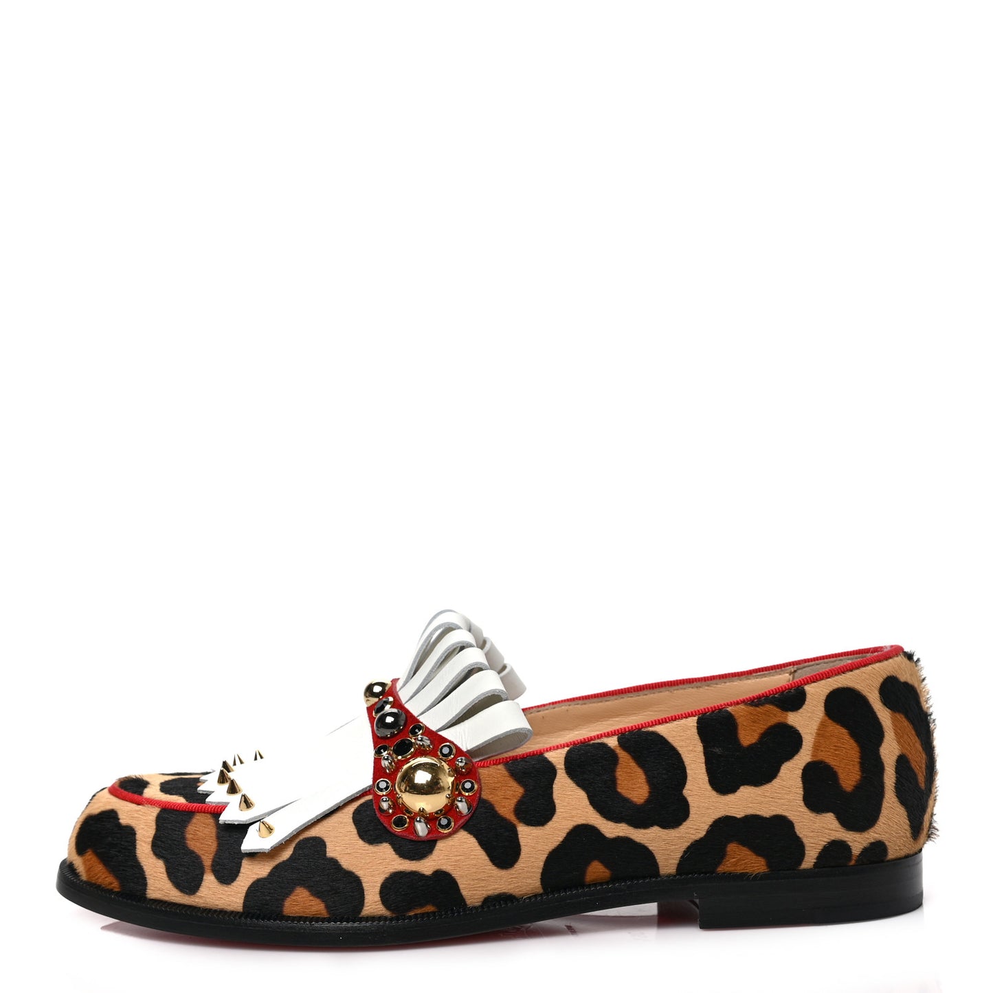 Pony Hair Leopard Print Octavian Bolla Flat Loafer 36.5 Brown White Multicolor