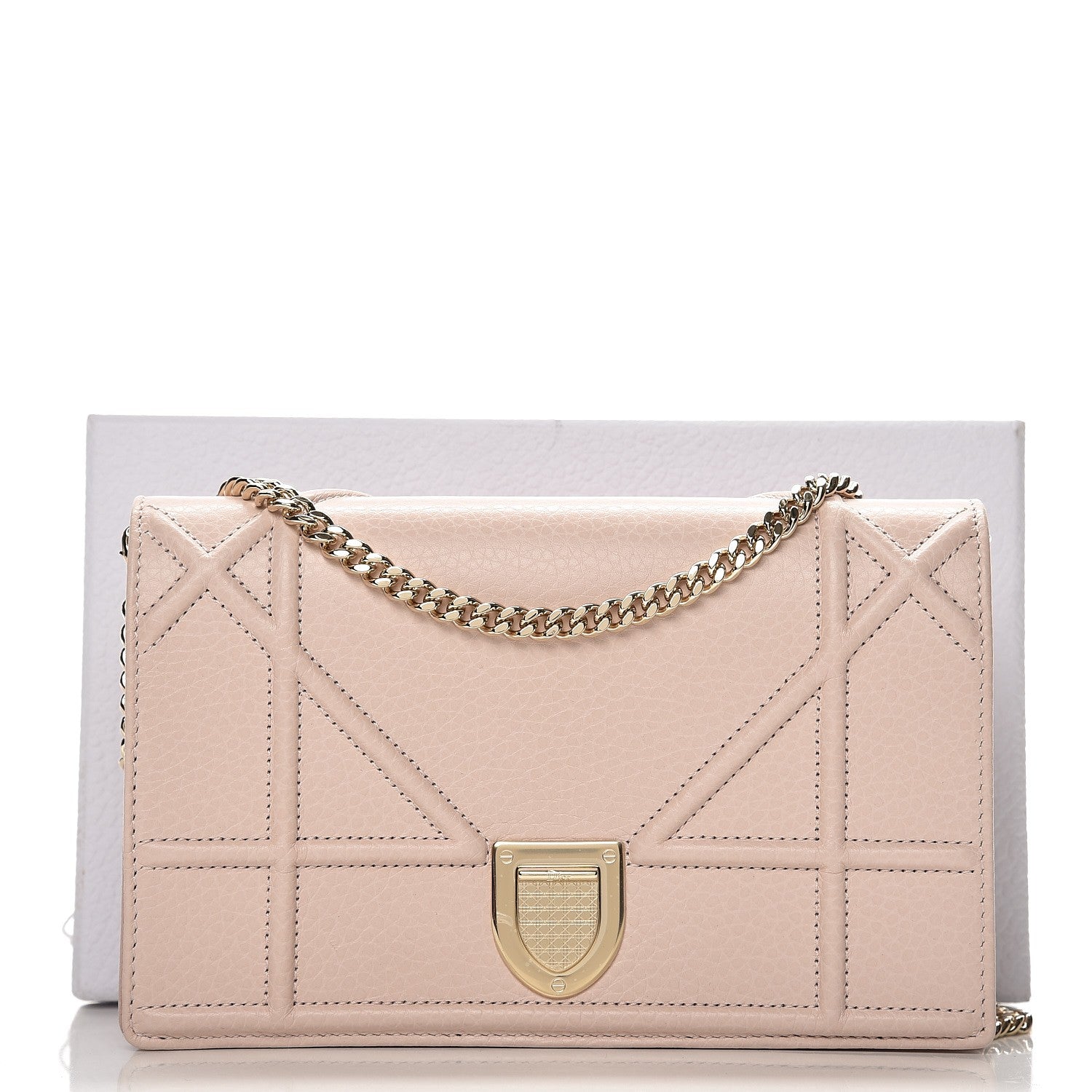 Christian Dior Grained Calfskin Diorama Wallet on Chain Pouch Rose Poudre 7 of 7