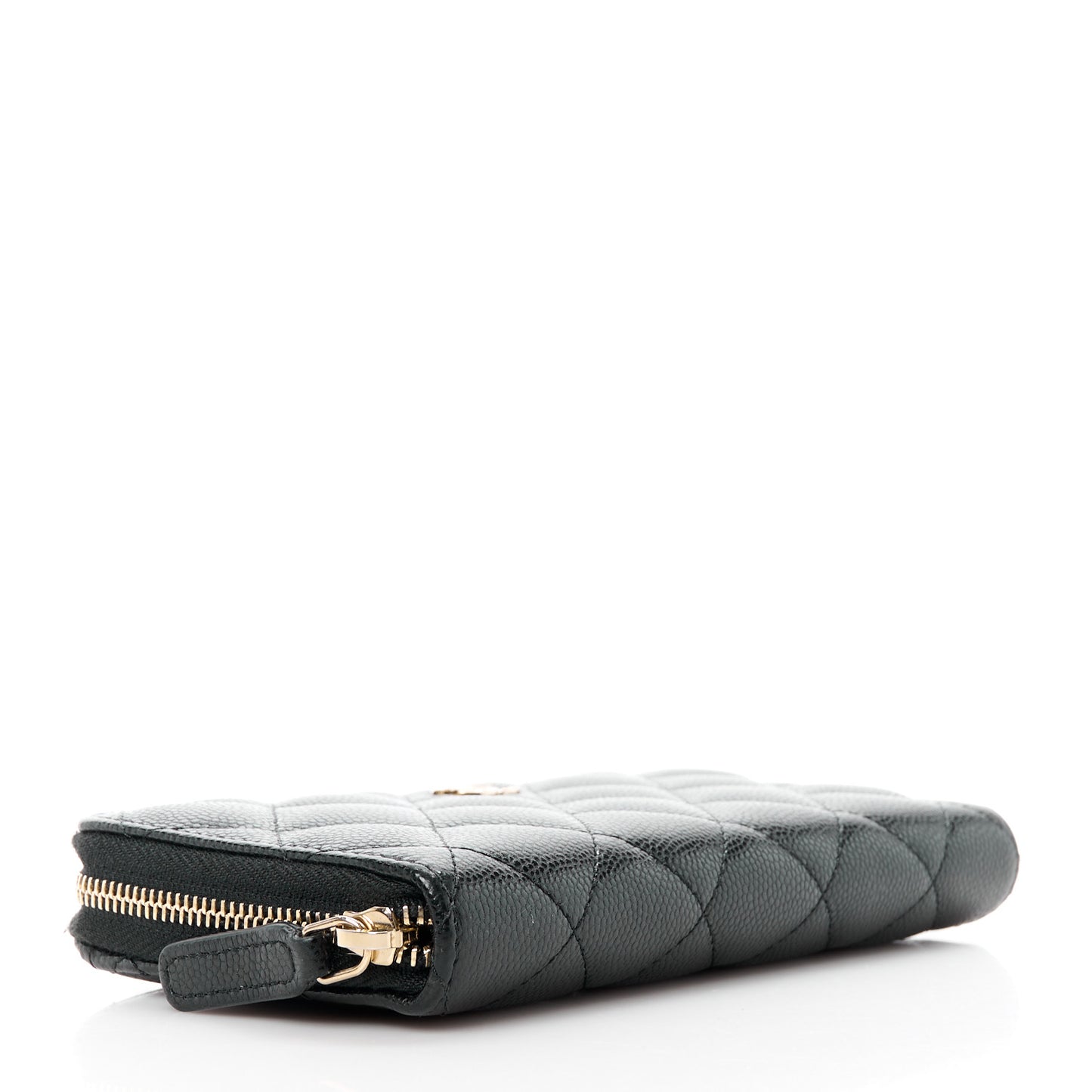 Caviar Quilted Medium Zip Around Wallet Black
