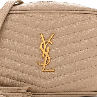 Saint Laurent Grain De Poudre Matelasse Monogram Mini Lou Camera Bag Dark Beige 8 of 10