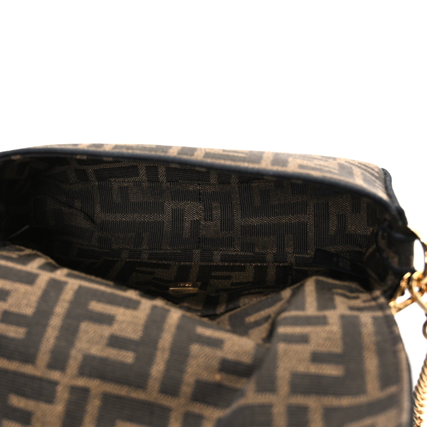 Fendi Fabric Jacquard FF 1974 Mini Baguette Tobacco Moro Black 5 of 11