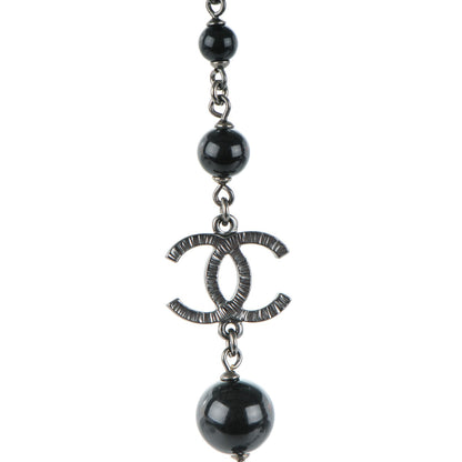 Chanel Ruthenium Beaded CC Long Necklace Black 3 of 5