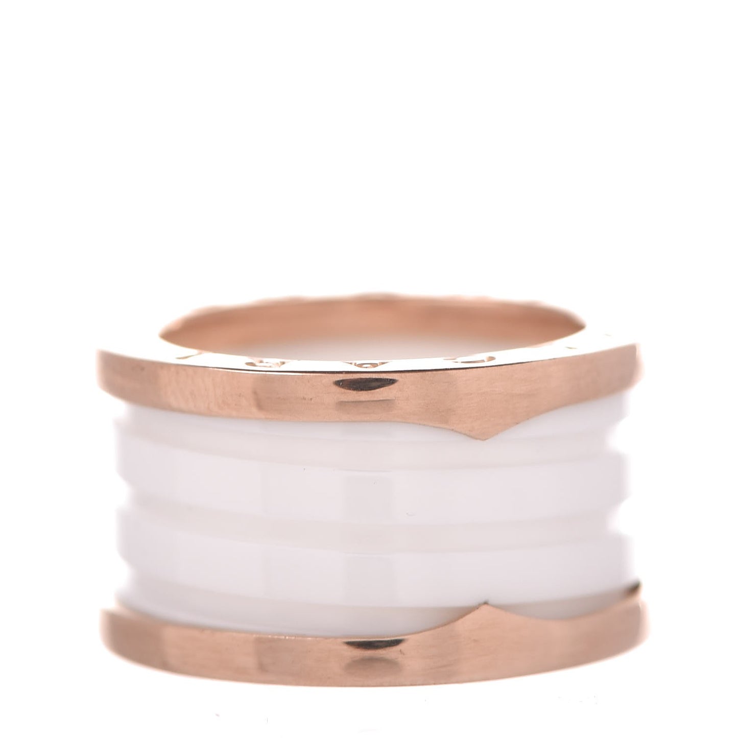 18K Rose Gold White Ceramic B.Zero1 Four-Band Ring 51 5.75
