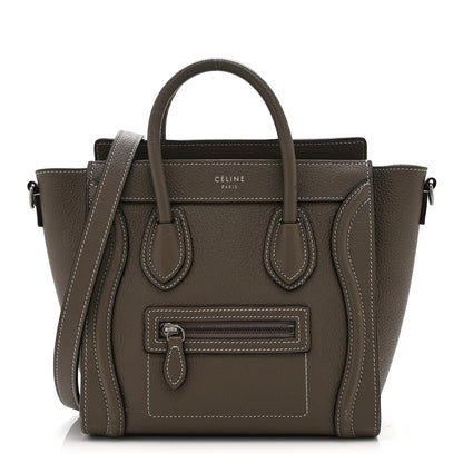 Celine Drummed Calfskin Nano Luggage Souris 1 of 10
