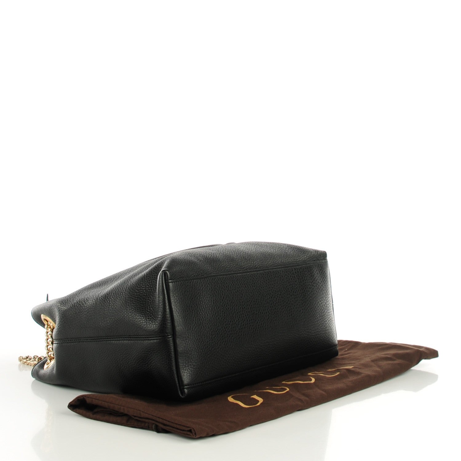 Gucci Pebbled Calfskin Medium Soho Chain Shoulder Bag Black 4 of 7