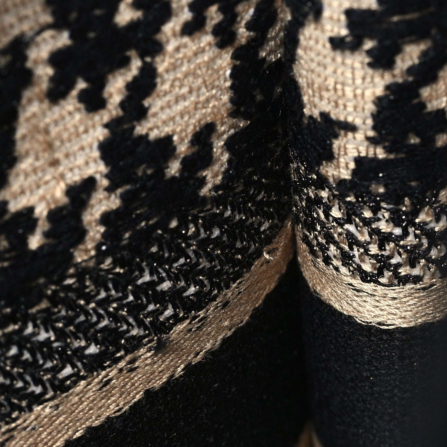 Canvas Houndstooth Embroidered Mini Book Tote Black