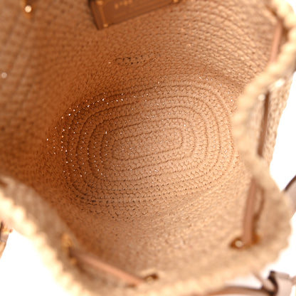 Prada Yarn Raffia Effect Crochet Small Bucket Bag Naturale 5 of 9