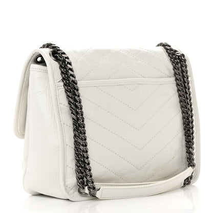 Saint Laurent Crinkled Calfskin Matelasse Monogram Medium Niki Chain Satchel Dirty White 3 of 16