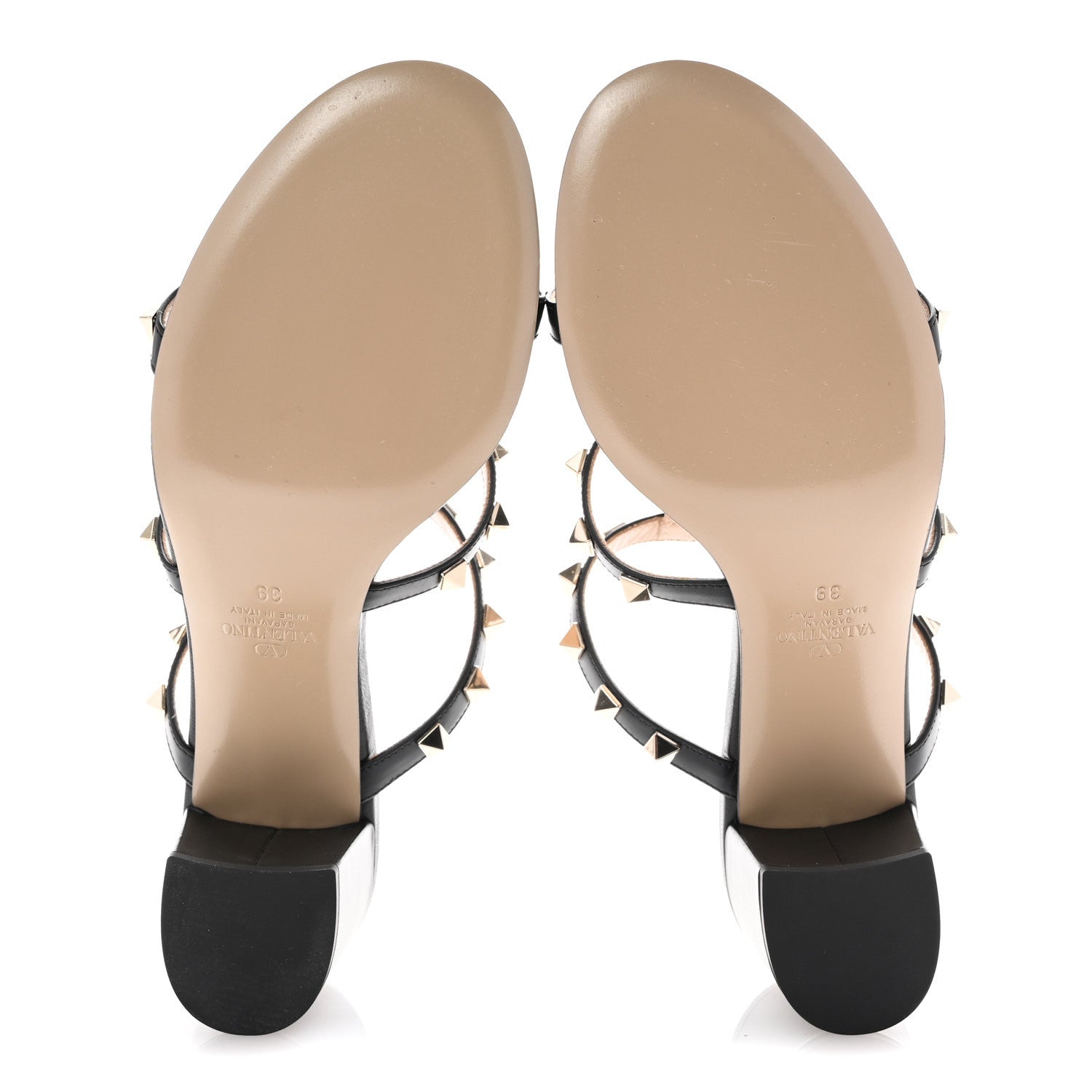 Valentino Garavani Calfskin Rockstud 60mm Caged Slide Sandals 39 Black 6 of 14