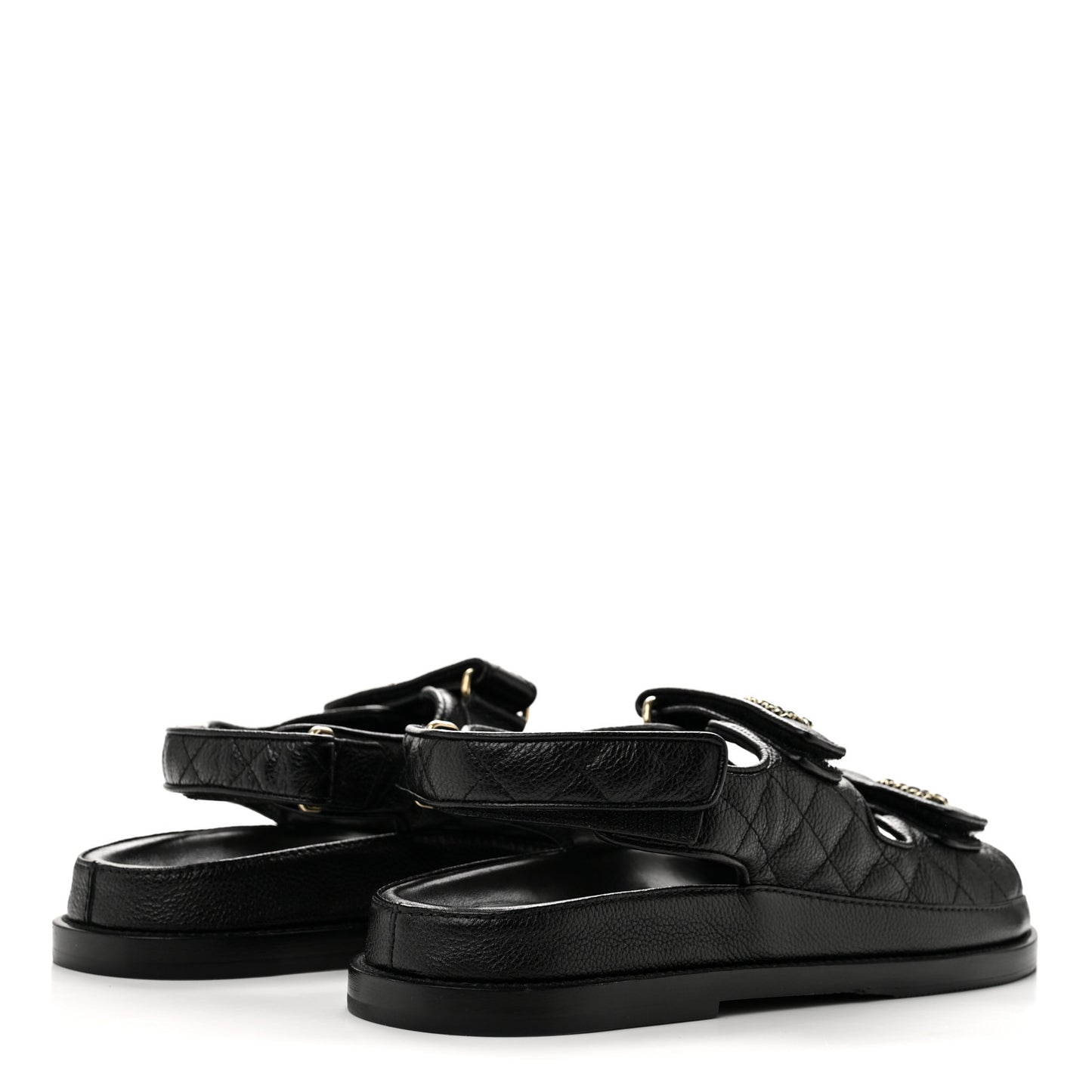 Grained Calfskin Velcro Dad Sandals 39.5 Black