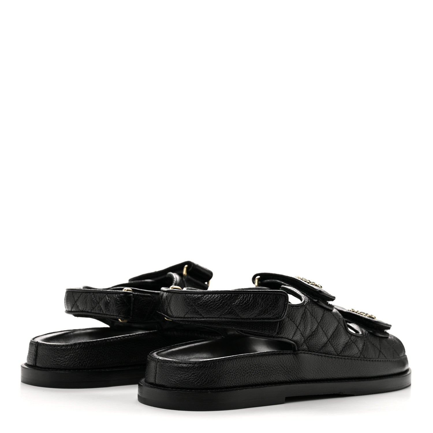 Chanel Grained Calfskin Velcro Dad Sandals 39.5 Black 5 of 11