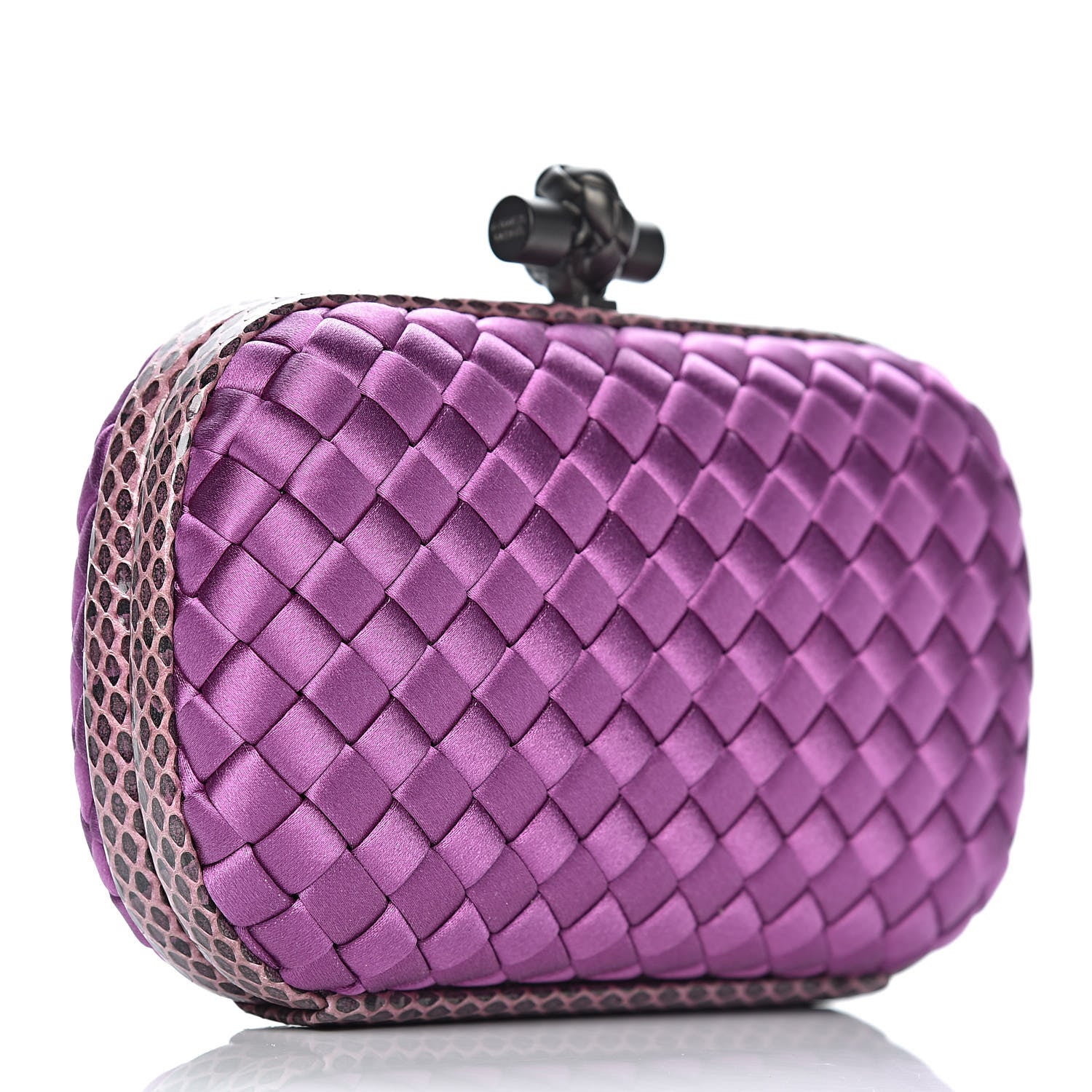 Bottega Veneta Satin Intreccio Impero Ayers Knot Clutch Orchid 3 of 6