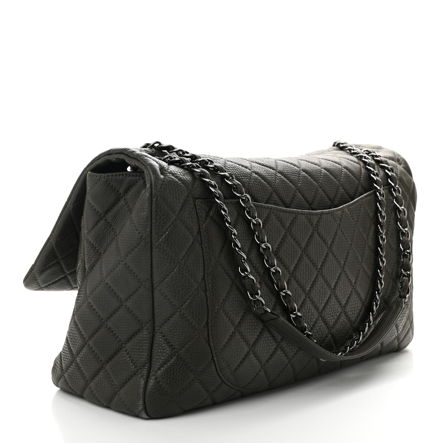 Chanel Calfskin Quilted XXL Travel Flap Bag Khaki 3 of 12