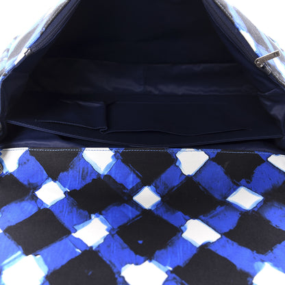 Chanel Canvas Printed XXL Airline Travel Flap Bag Black Blue White 5 of 10