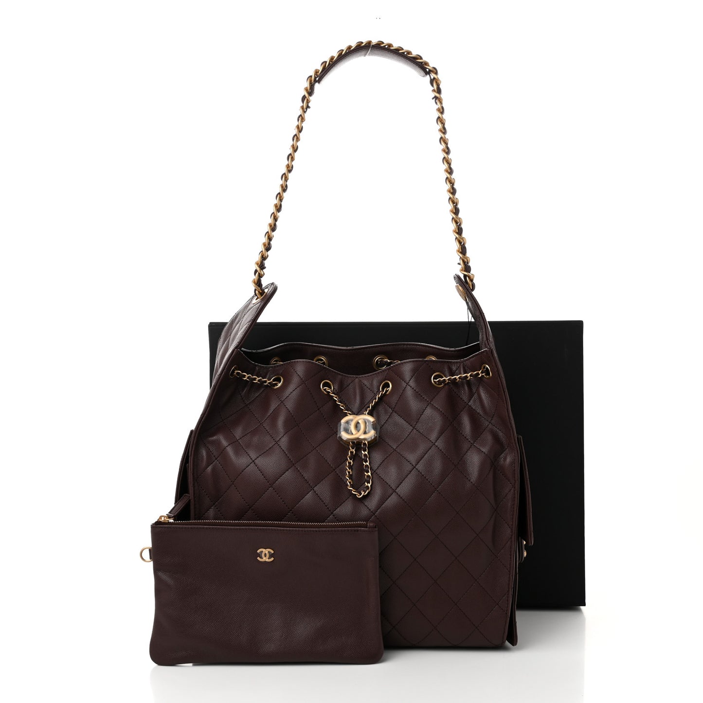Caviar Quilted Medium Chanel 25 Handbag Dark Brown