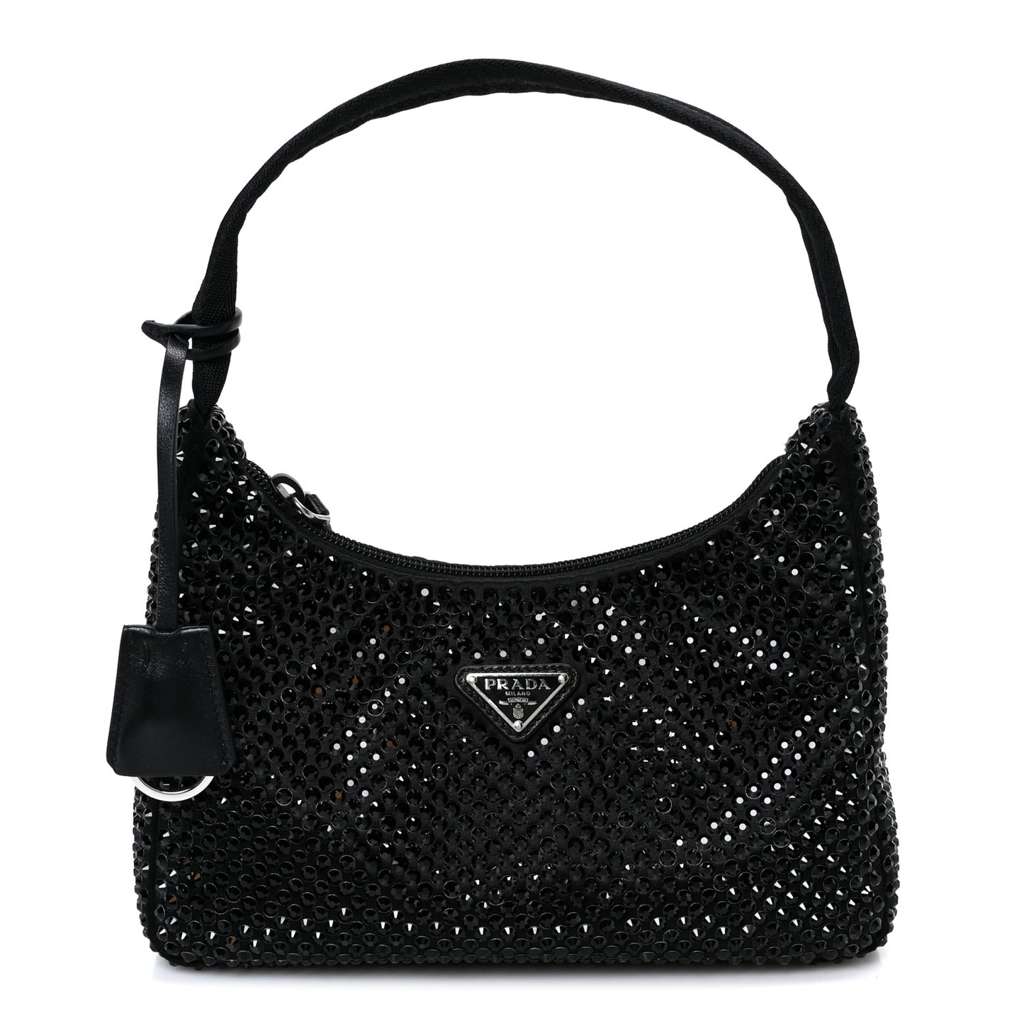 Satin Crystal Mini Re-Edition 2000 Bag Black