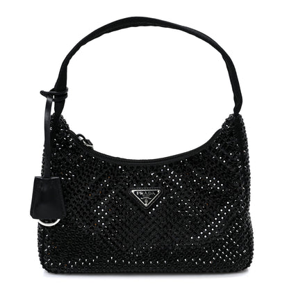 Prada Satin Crystal Mini Re-Edition 2000 Bag Black 1 of 10