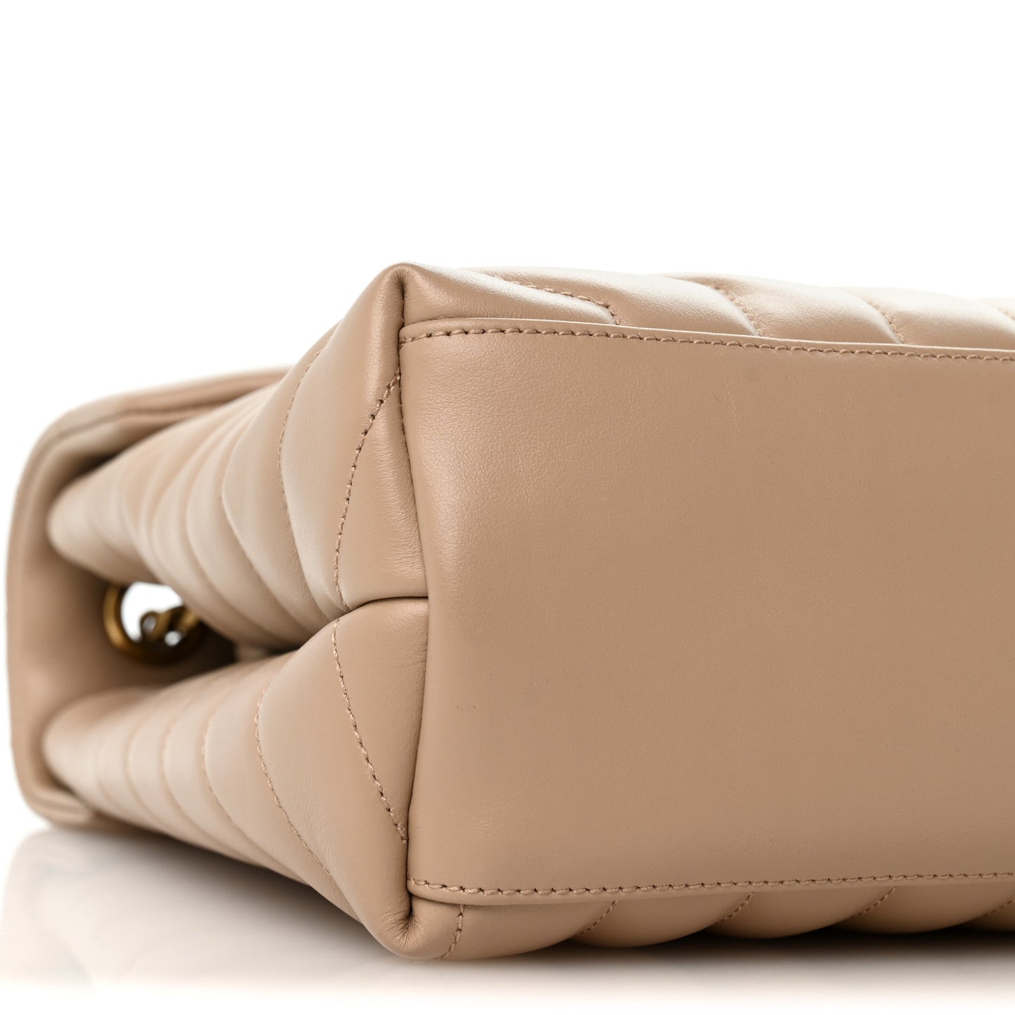 Calfskin Y Quilted Monogram Medium Loulou Chain Satchel Dark Beige