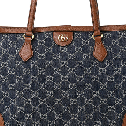 Gucci New Denim GG Monogram Medium Ophidia Shopping Tote Blue Tea Cuir 7 of 9