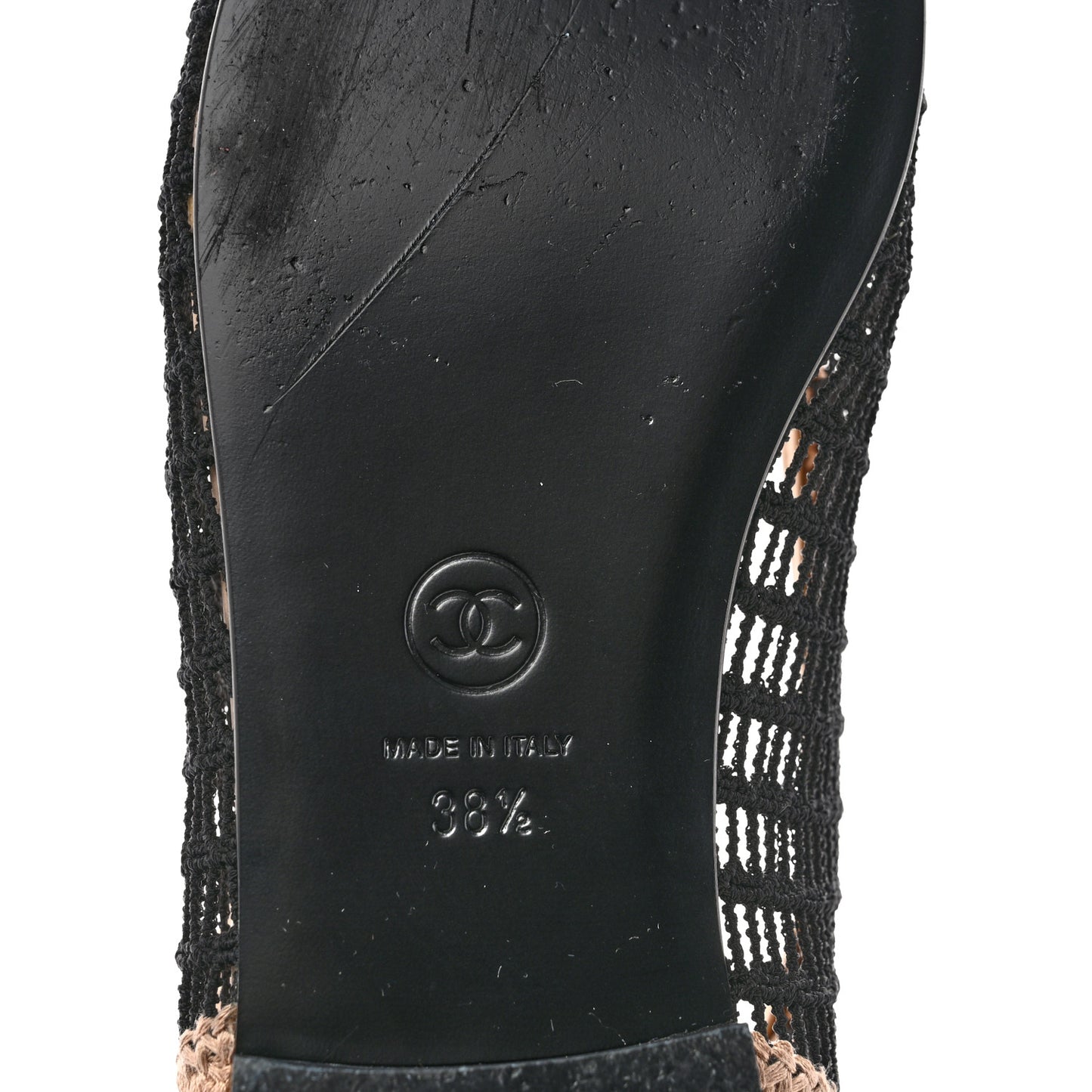 Raffia Cap Toe Ballerina Flats 38.5 Black Beige