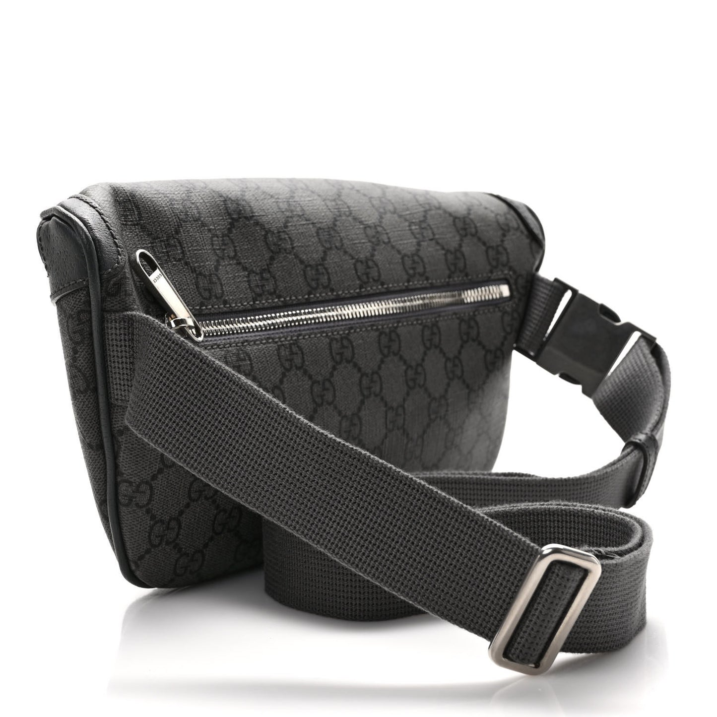 GG Supreme Monogram Textured Dollar Calfskin Ophidia Belt Bag Grey Black Graphite Grey