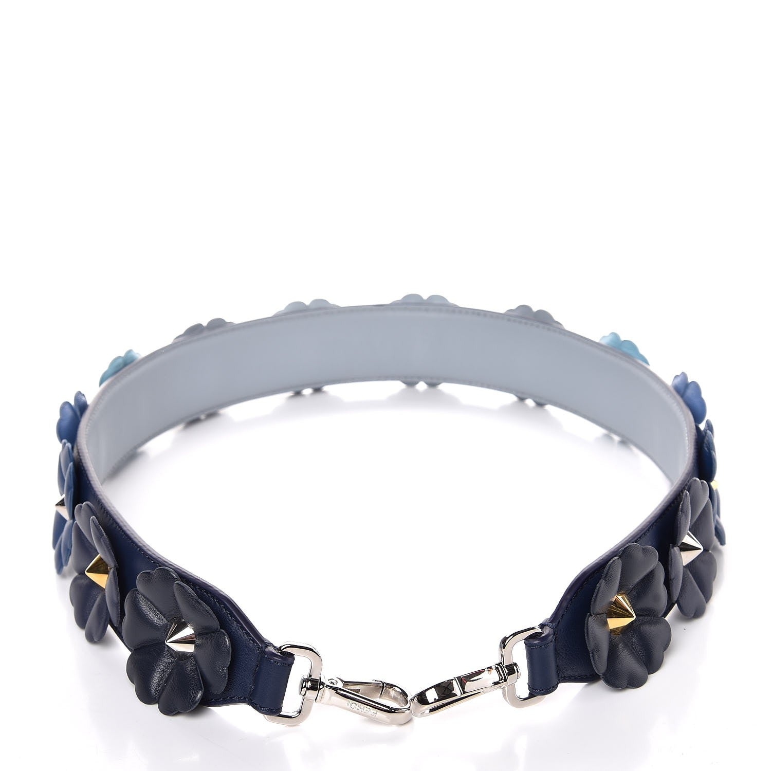 Fendi Vitello Dolce Flowerland Bi-Color Studded Strap You Blueberry Azzurro Polvere Multicolor 3 of 6