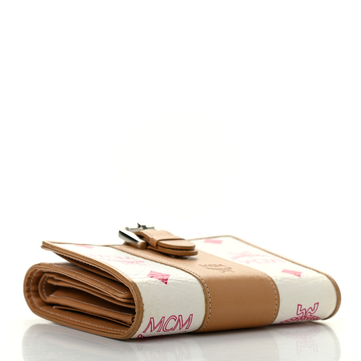 MCM Visetos Trifold Wallet Pink White 4 of 9